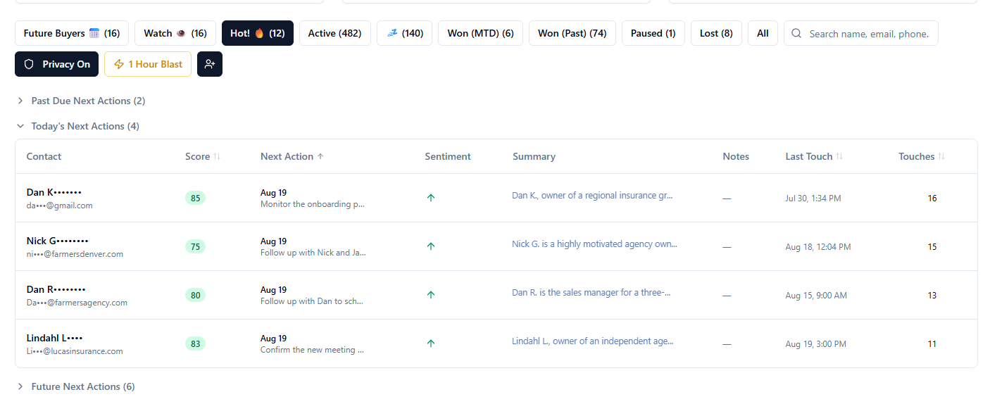 SID next actions queue