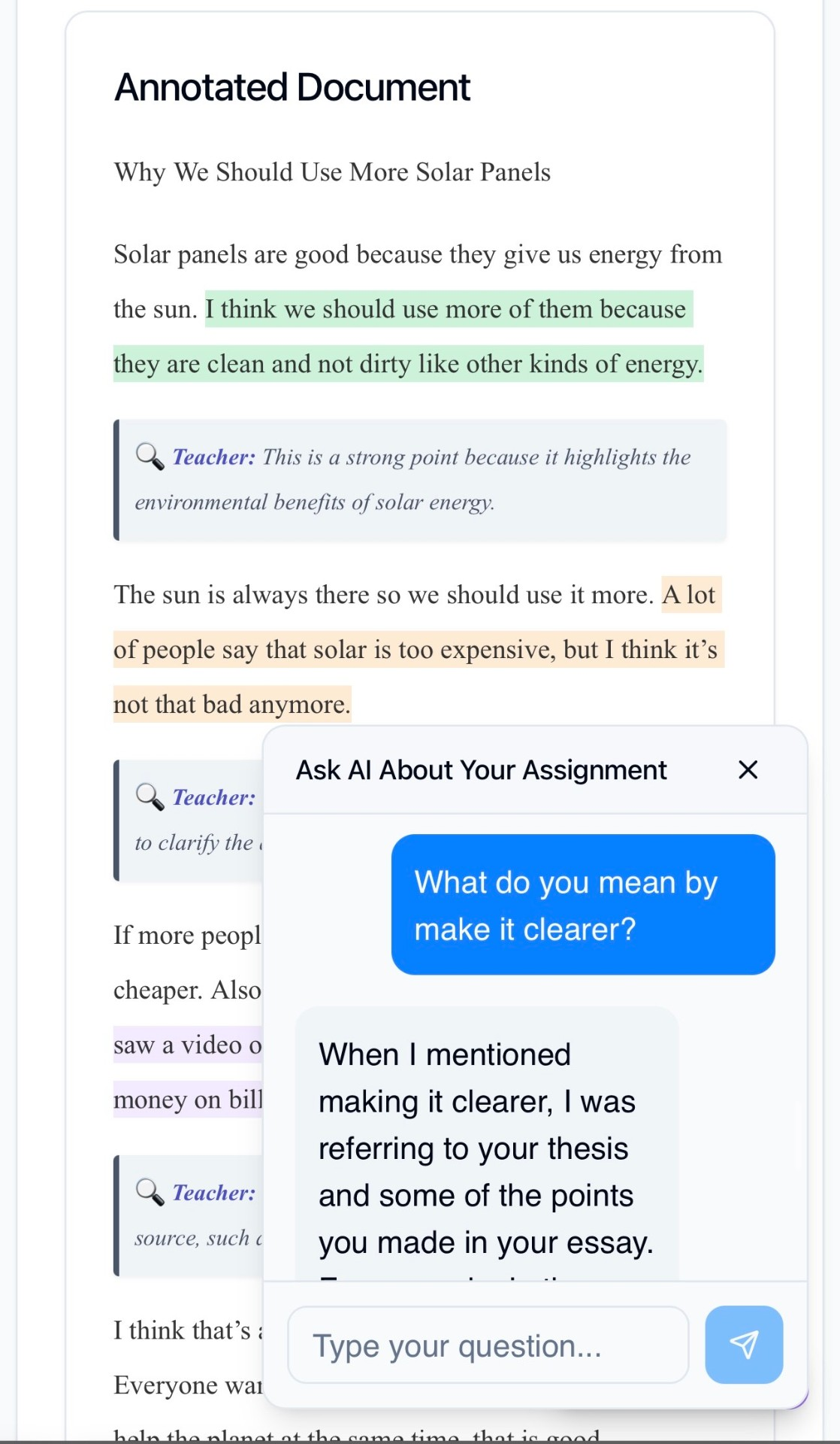 TutorBlast graded and annotated document